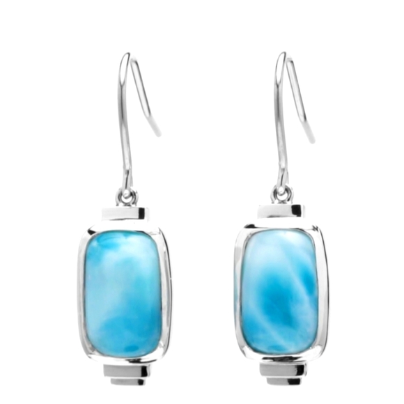 Marahlago, Brie Larimar Earrings -Dimensions:Two 5/16" x 1/2" Larimar - Picture 1 of 6
